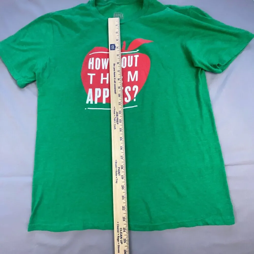 Apple Mens How Bout Them Apples Graphic T-Shirt Heather Green Short Sleeve L